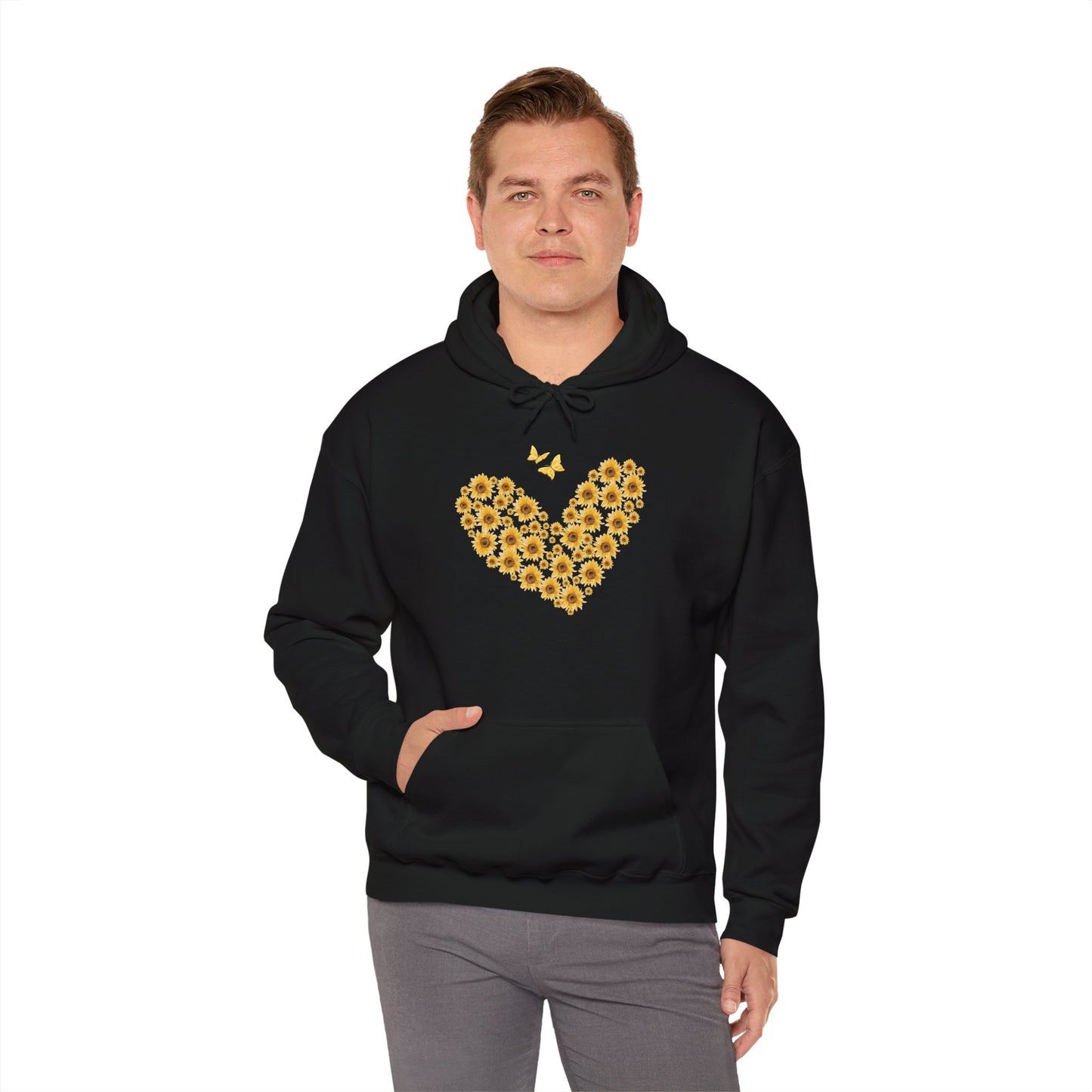 Sunflower Heart & Butterflies Heavy Blend™ Hooded Sweatshirt