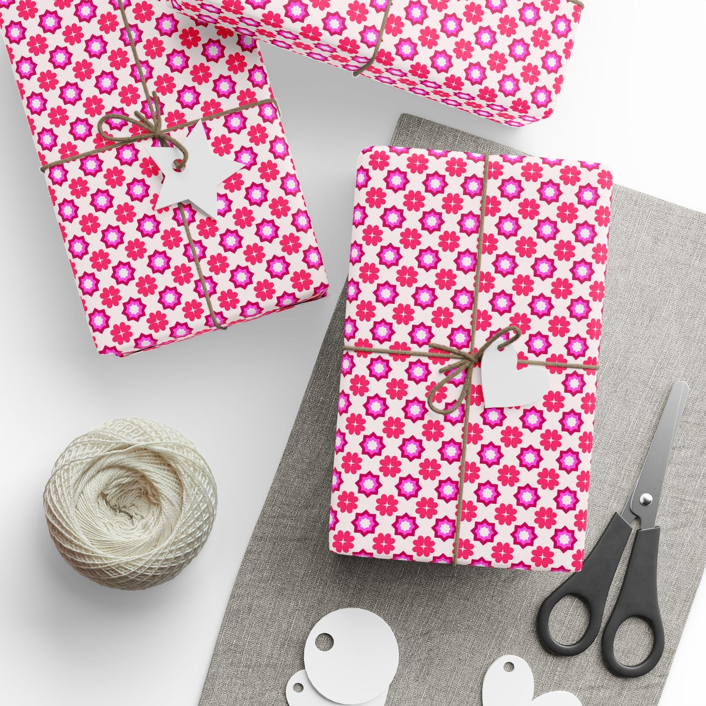 Rosy Star Garden Wrapping Paper