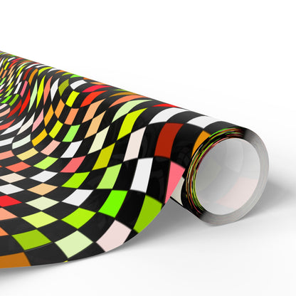Warped Yellow/Green Checkered Wrapping Paper