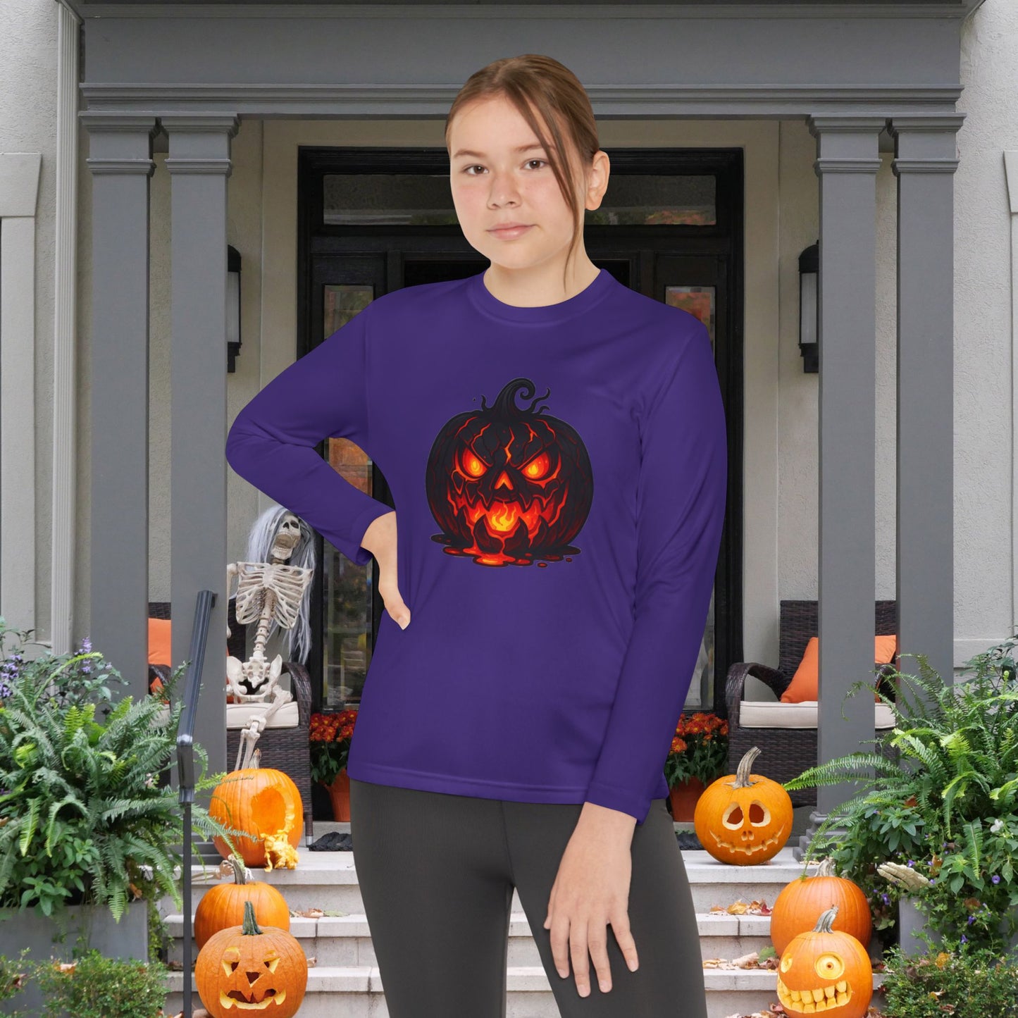 ""Inferno Jack-O’-Lantern Youth Long Sleeve Tee