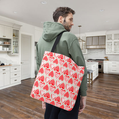 Doodle Hearts Canvas Tote Bag