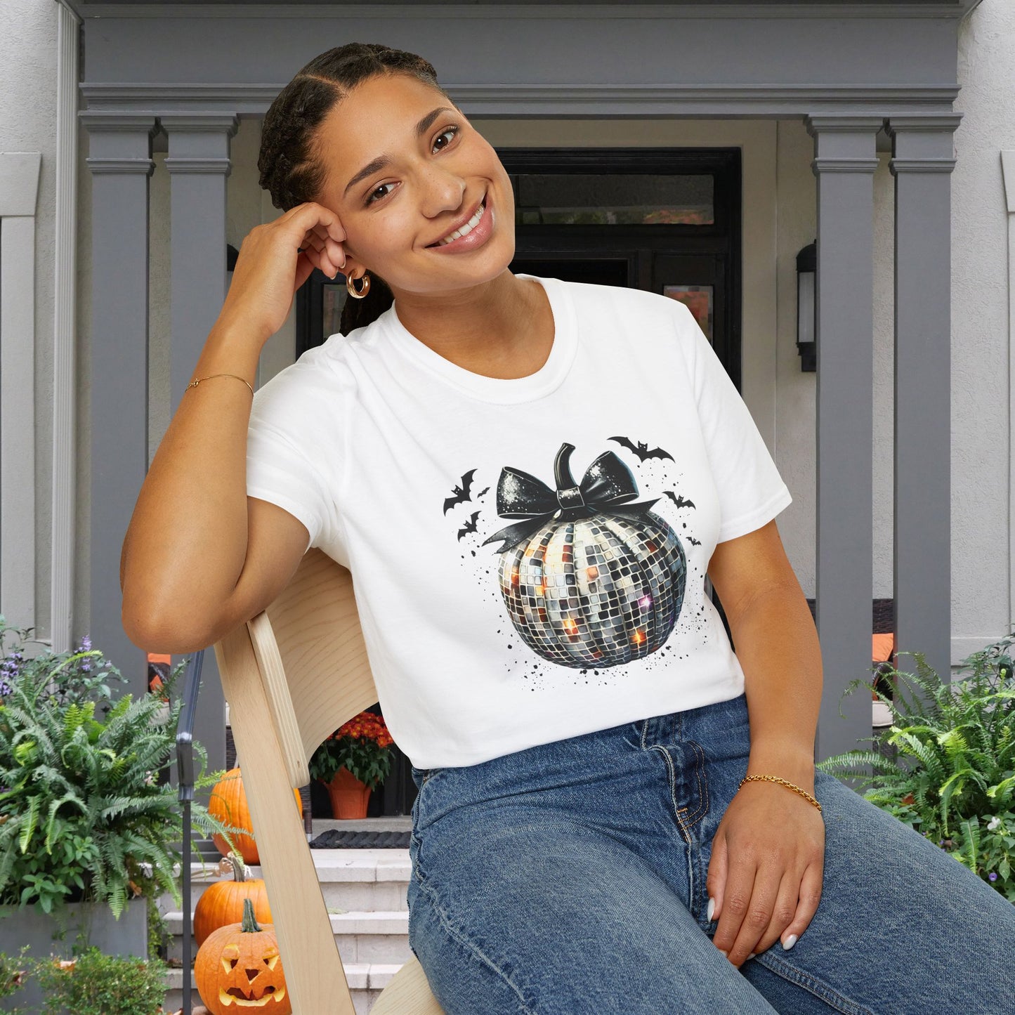 Silver Disco Pumpkin Adult T-shirt