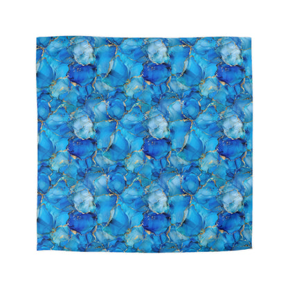 Turquoise Marble Print Microfiber Duvet Cover