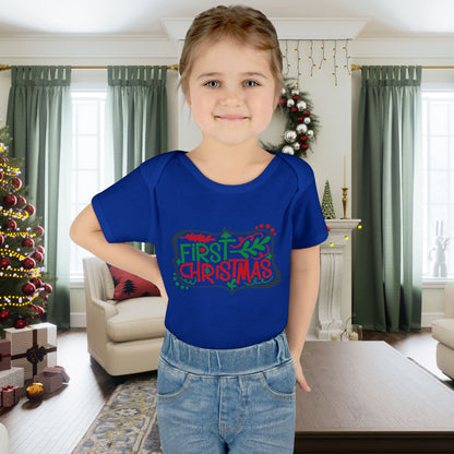 My First Christmas Infant Baby Rib Bodysuit