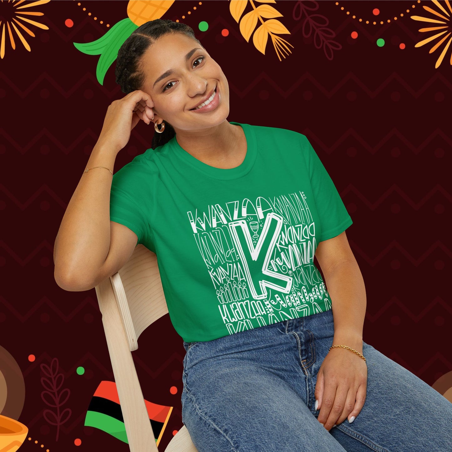 Kwanzaa Wordcloud Adult T-shirt