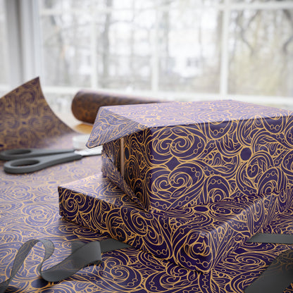 Golden Amethyst Radiance Mandala Wrapping Paper