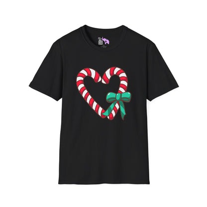 Candy Cane Heart Adult T-shirt