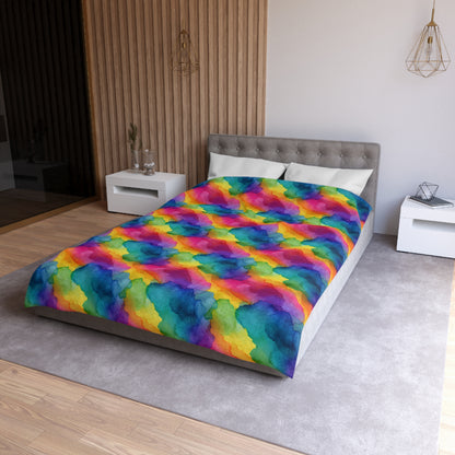 Rainbow Watercolors Microfiber Duvet Cover