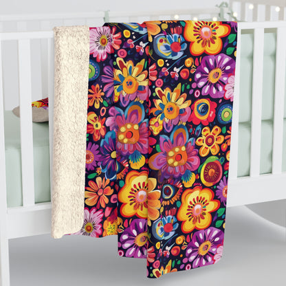 Floral Fiesta Sherpa Fleece Blanket