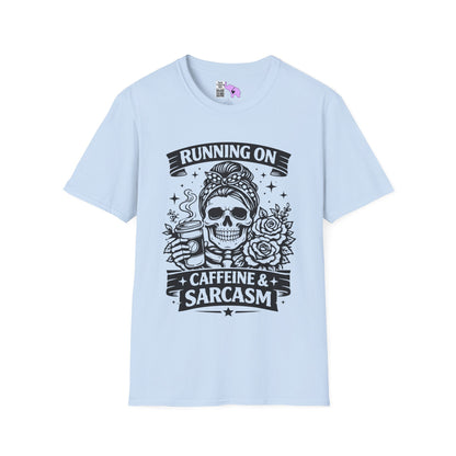 Running On Caffeine & Sarcasm Adult T-shirt