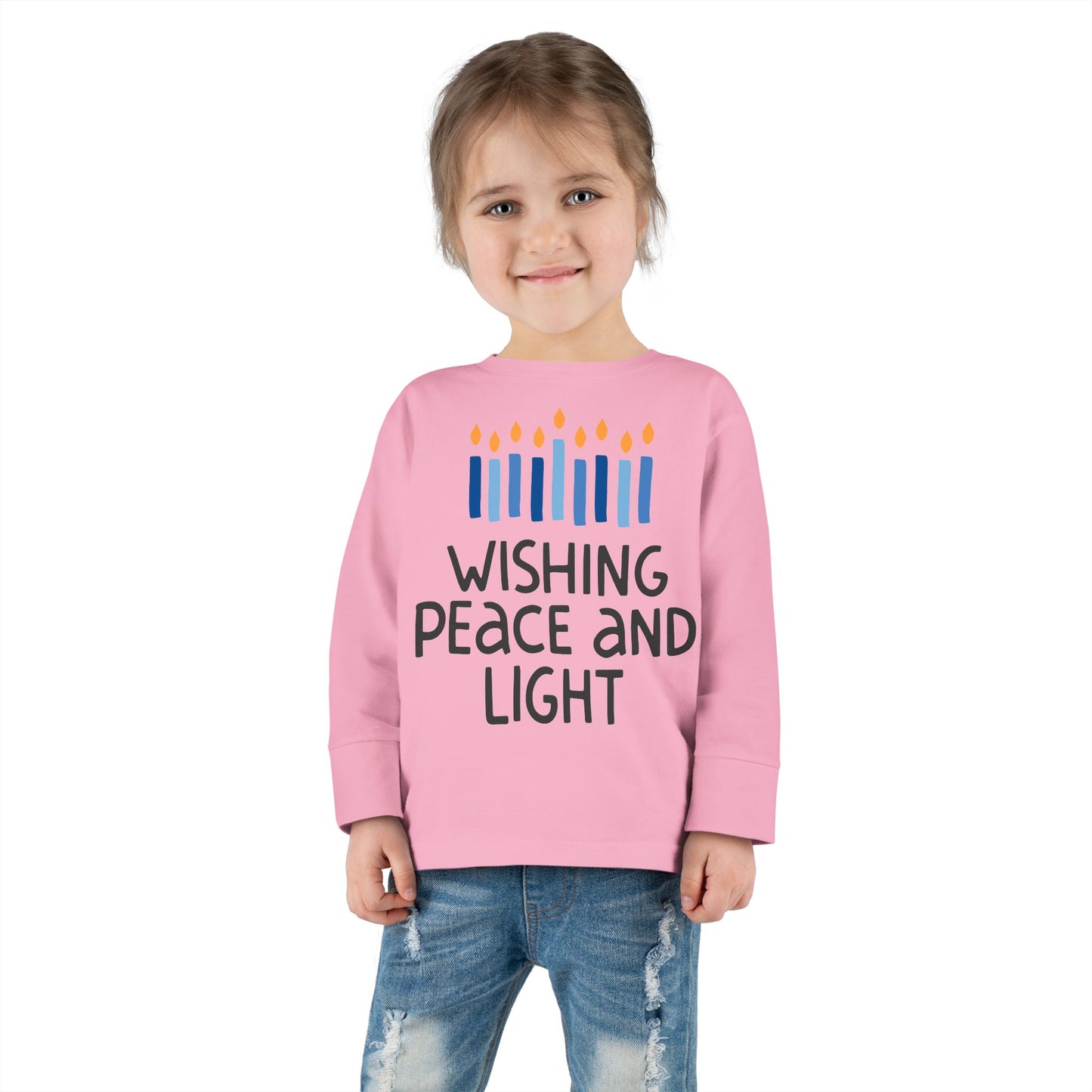 Hanukkah Wishing Peace & Light 2 Toddler Long Sleeve Tee