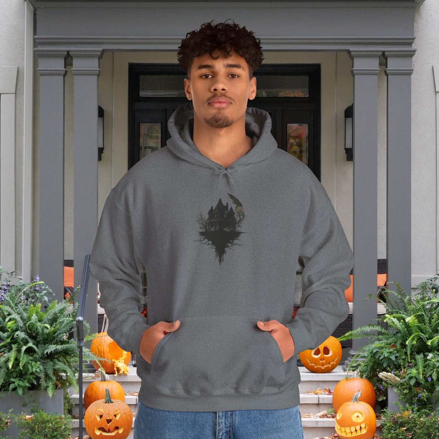 Halloween Haunted House Heavy Blend™ Hooded Sweatshirt