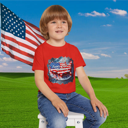 America-Shaped Happy 250th Birthday Cake Heavy Cotton™ Toddler T-shirt
