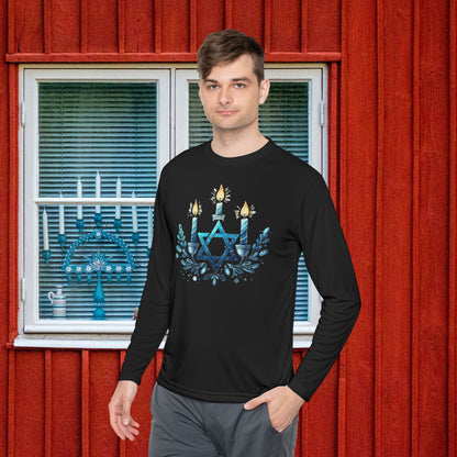 Star & Flame Hanukkah Adult Long Sleeve Tee