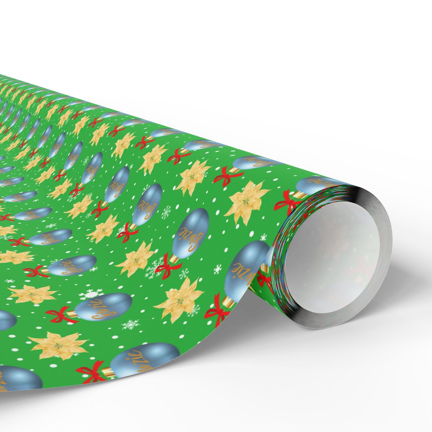Blue Ornament Green Paper Custom Wrapping Paper (Suzie)