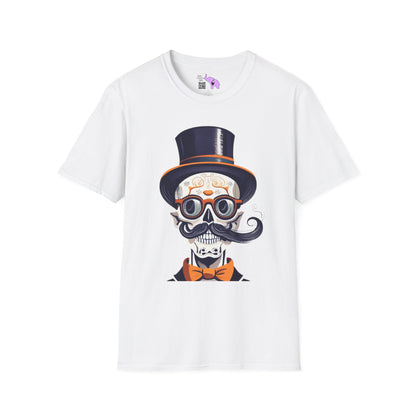 Top Hat & Mustache Skull Adult T-shirt