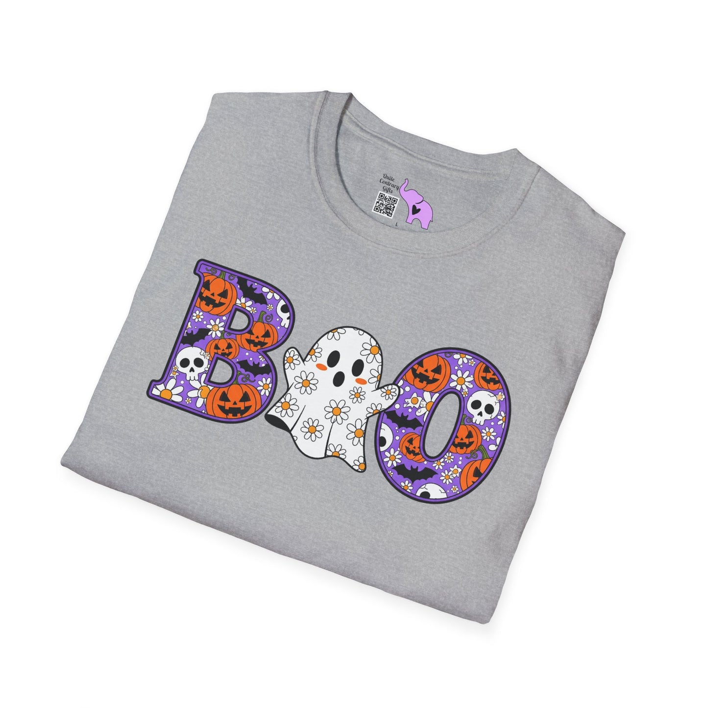 Cute Floral Boo w/Ghost Adult T-shirt