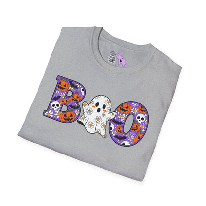 Cute Floral Boo w/Ghost Adult T-shirt