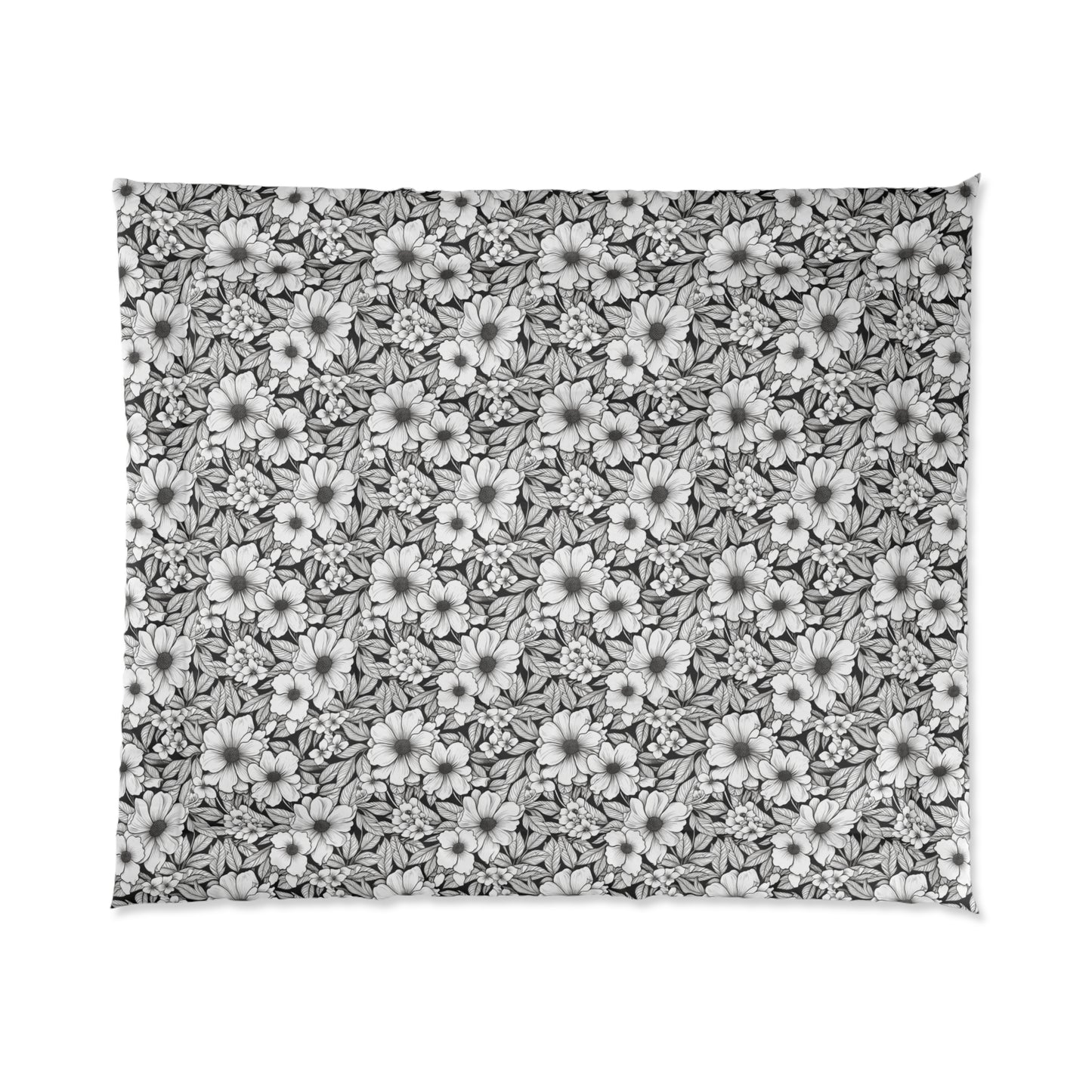 Black & White Forget-Me-Nots Comforter