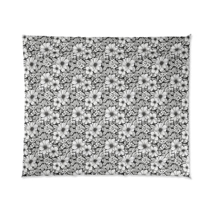 Black & White Forget-Me-Nots Comforter