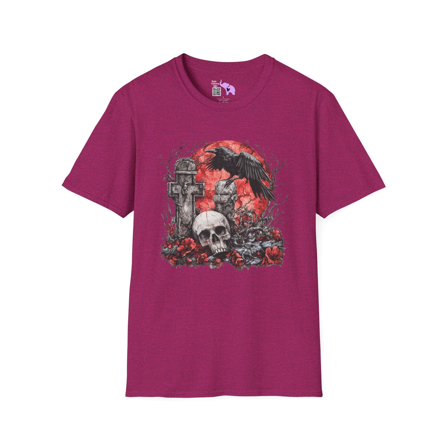 Halloween Graveyard w/Skull Adult T-shirt