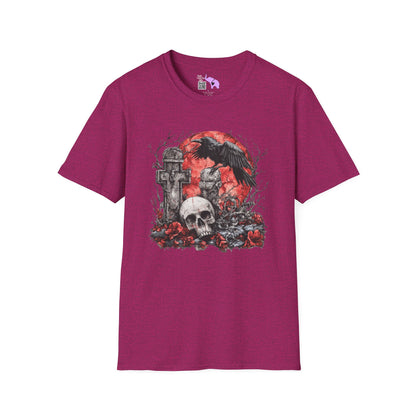 Halloween Graveyard w/Skull Adult T-shirt