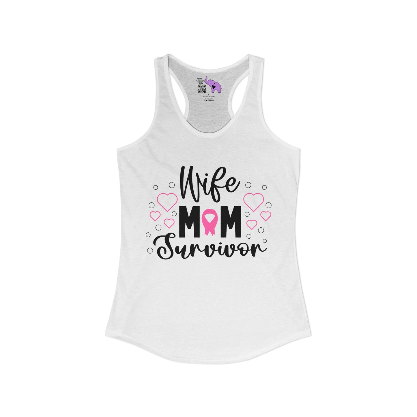 Wife Mom Survivor (Breast Cancer) Women's Ideal Racerback Tank