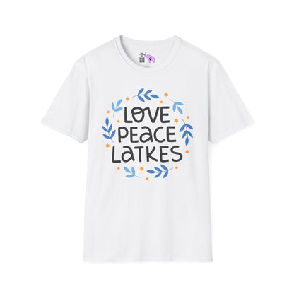 Hanukkah Love Peace Latkes Adult T-shirt