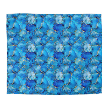 Turquoise Marble Print Microfiber Duvet Cover