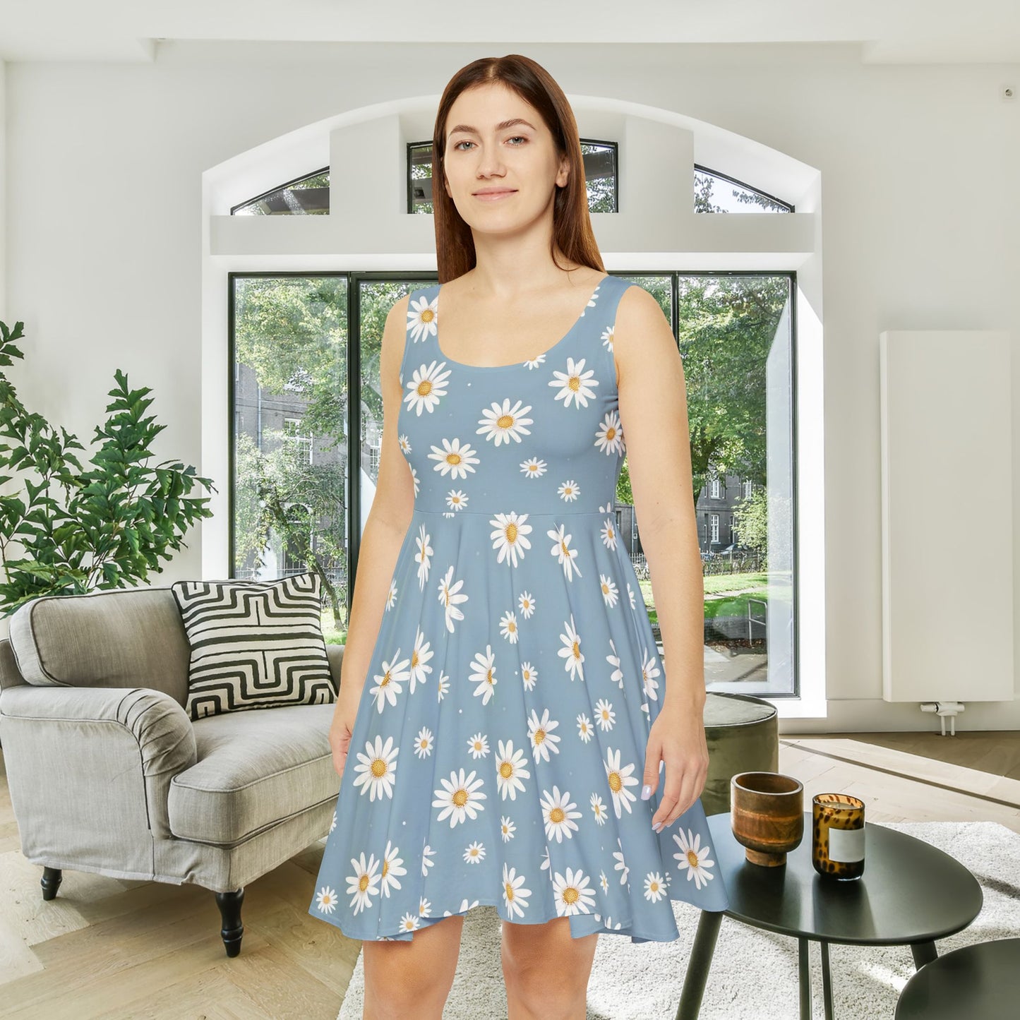 Daisy Print Women's Skater Dress - Fun Spring Floral Dress for Every Occasion