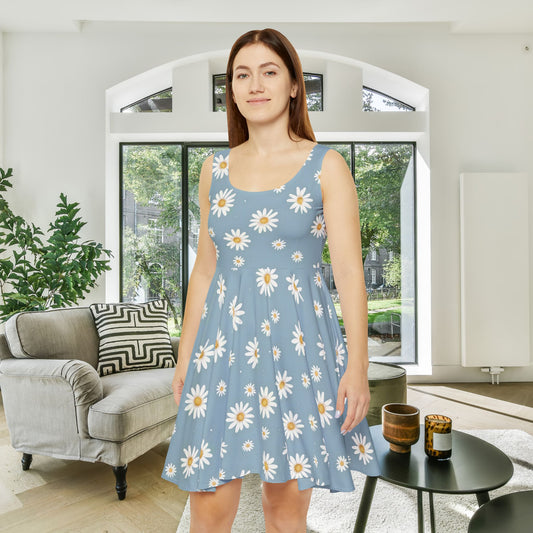 Daisy Print Women's Skater Dress - Fun Spring Floral Dress for Every Occasion
