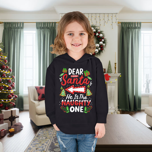 Dear Santa He's The Naughty One Toddler Pullover Fleece Hoodie