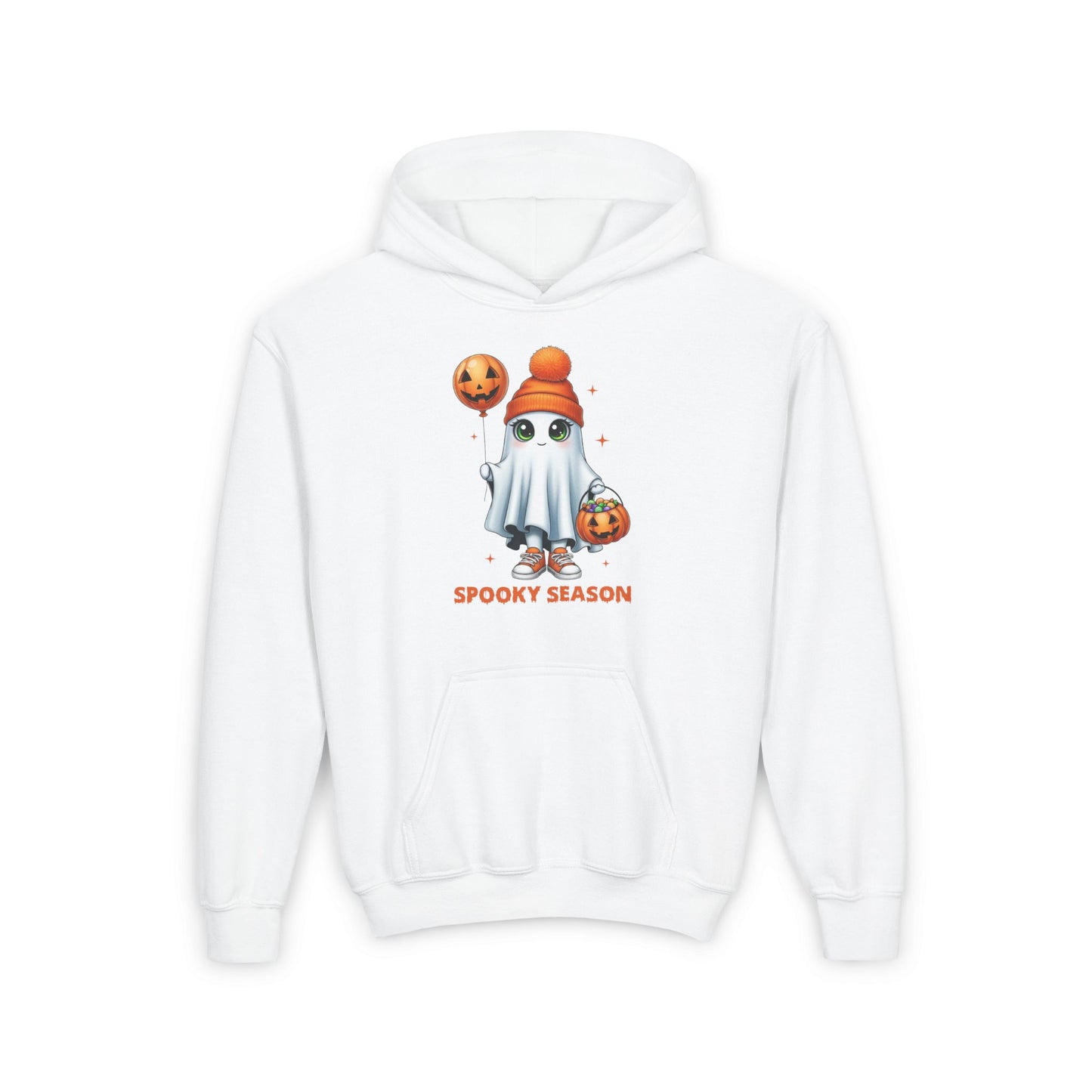 Spooky Season Ghost Trick-or-Treater Youth Heavy Blend Hoodie