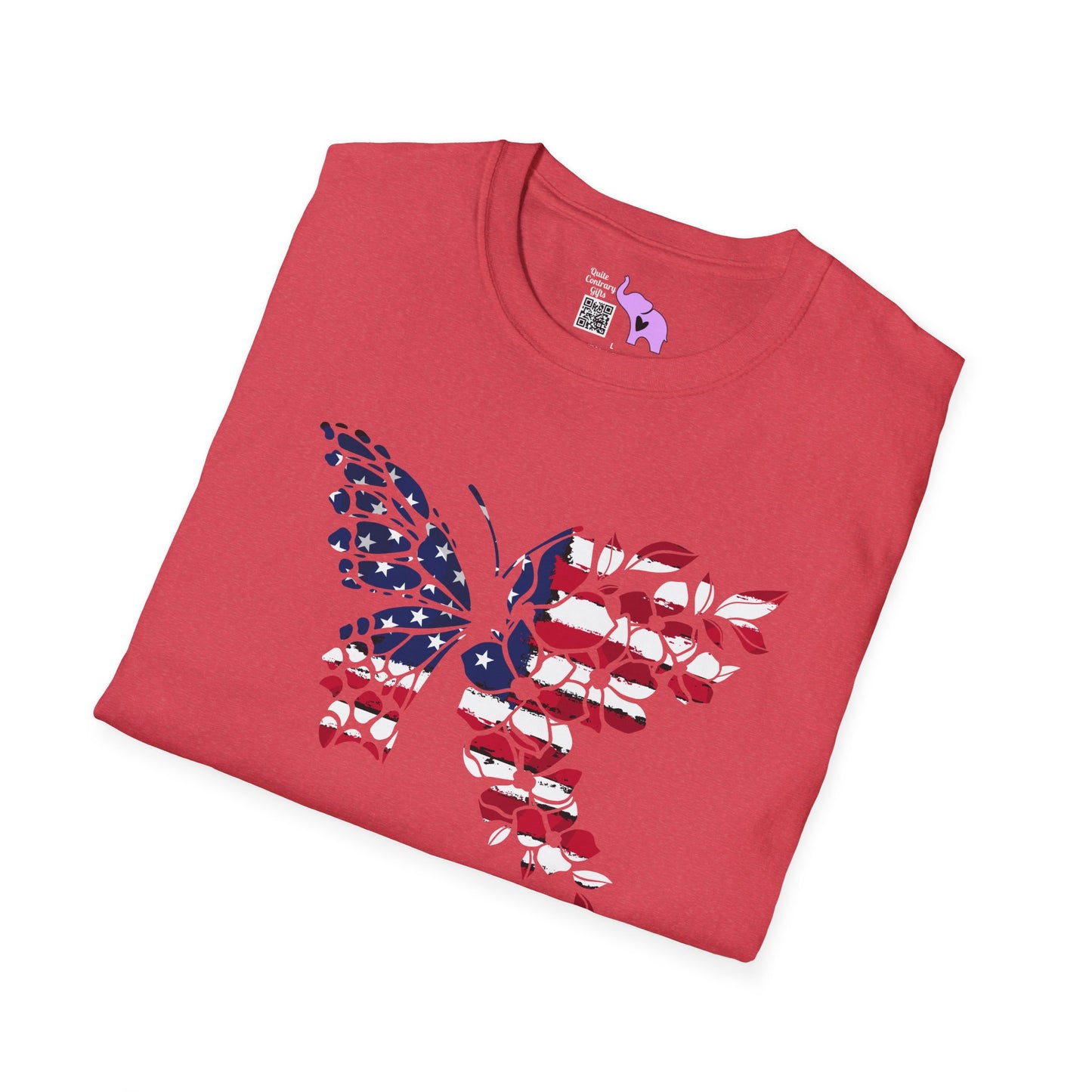 American Flag Butterfly Adult T-shirt