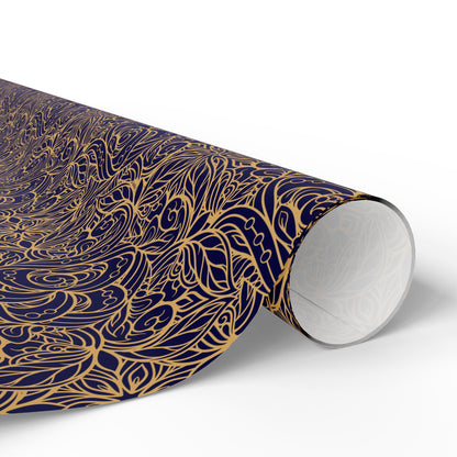 Golden Midnight Radiance Mandala Wrapping Paper
