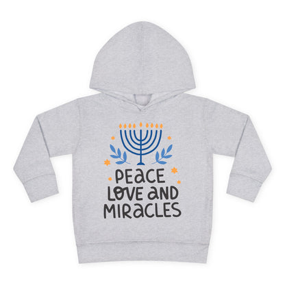 Hanukkah Peace Love & Miracles 1 Toddler Pullover Fleece Hoodie