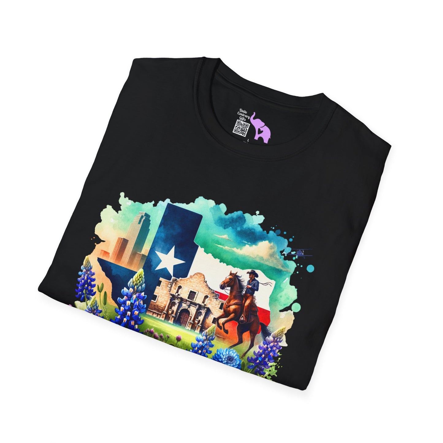 Texas Alamo & Bluebonnets Adult T-shirt