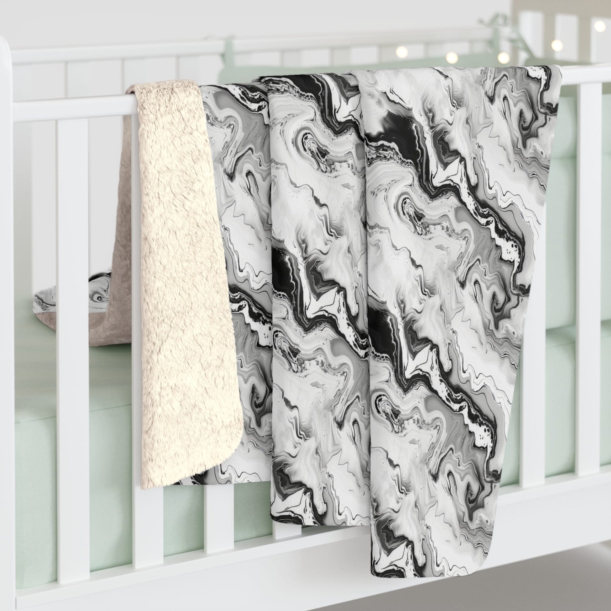 Frost Veil Marble Fleece Blanket