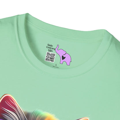 Cool Colorful Kitten in Flowers Adult T-shirt