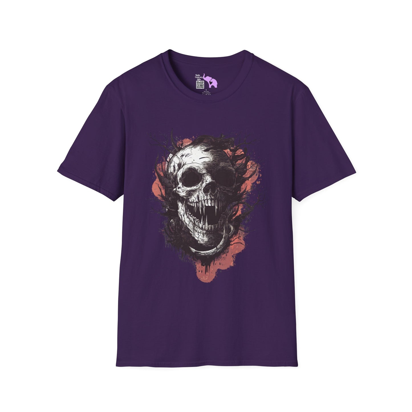 Creepy Skull in Tree Adult T-shirt