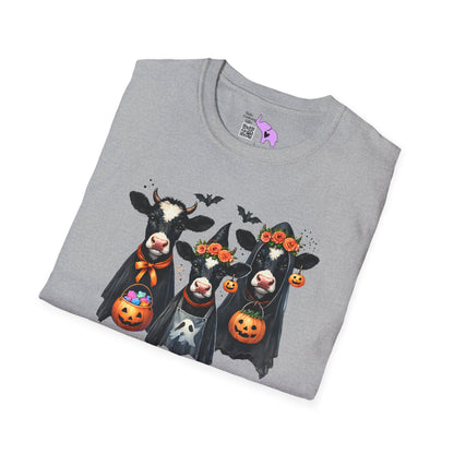Trick or Treating Cows Adult T-shirt