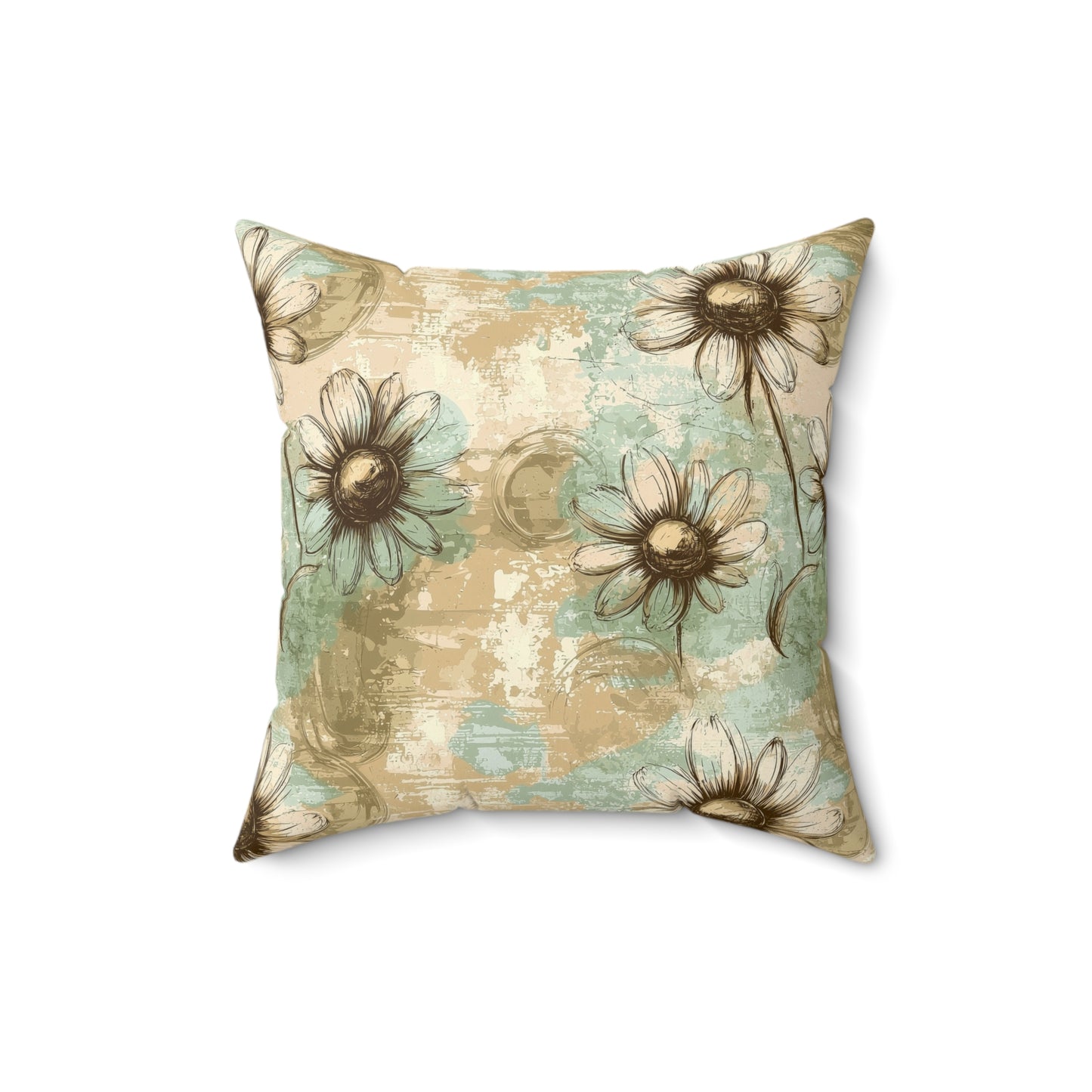 Worn Meadow Daisies Throw Pillow