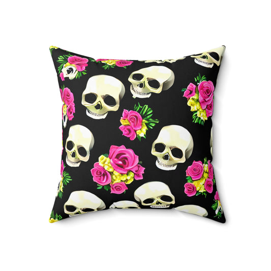 Pink Roses & Skulls Duvet Bedding Set