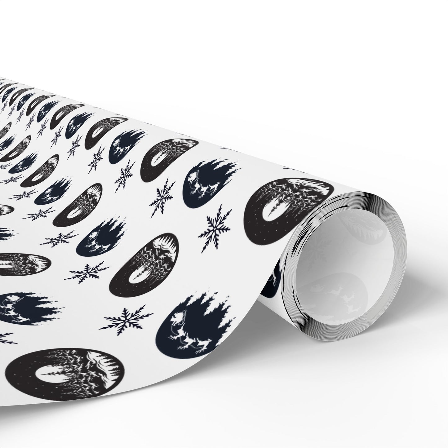 Round Christmas Nights Silhouette Wrapping Paper