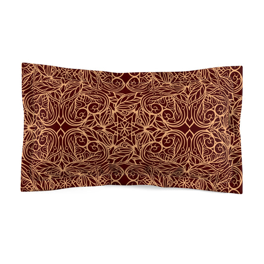 Oriental Red/Gold Floral Microfiber Pillow Sham