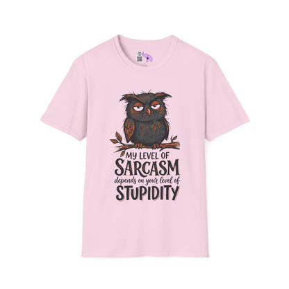 ""My Level of Sarcasm Depends on Your Level of Stupidity (Owl) Adult T-shirt