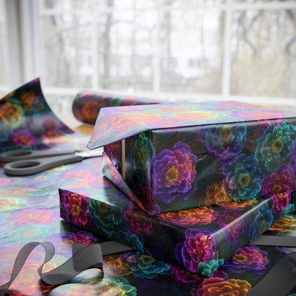 Neon Whisper Blooms Wrapping Paper