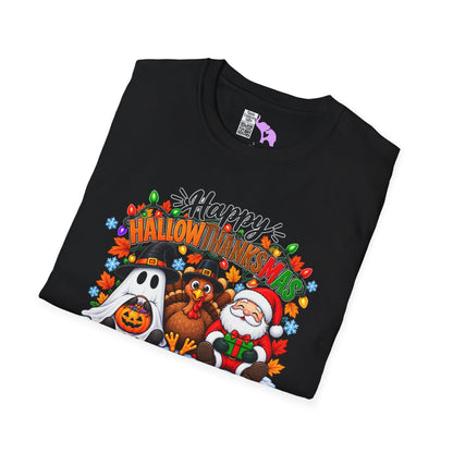 Happy Hallowthanksmas (String Lights) Adult T-shirt