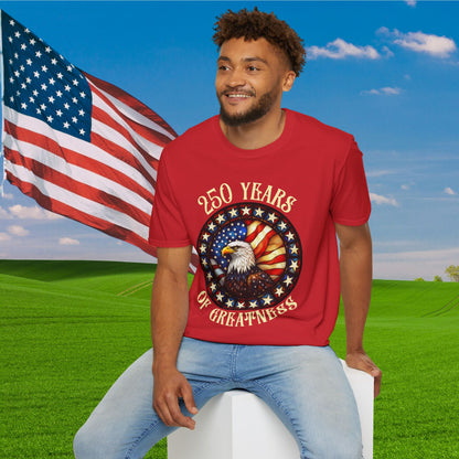 250 Years of Greatness (Stained Glass Eagle) Adult T-shirt