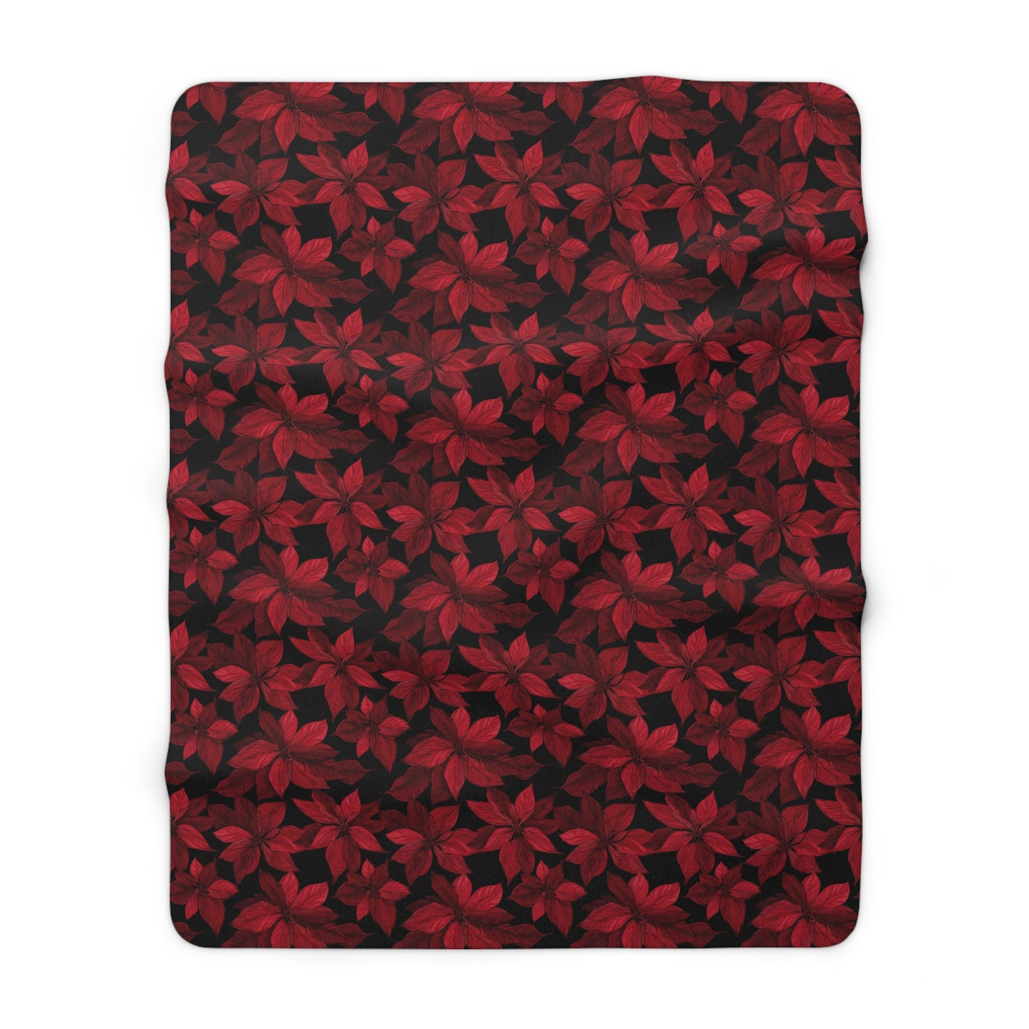 Midnight Poinsettia Garden Fleece Blanket